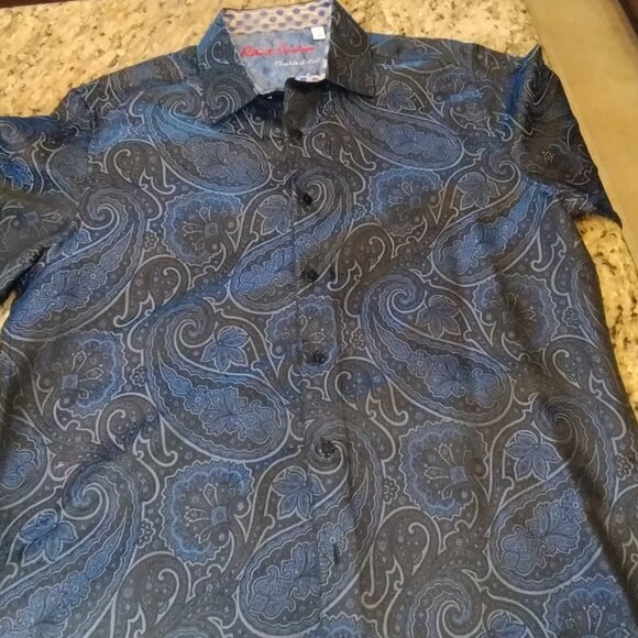 Robert Graham Limited Edition Silk Blue Paisley Shirt Size L - Picture 4 of 14